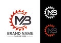 Initial Letter M B Logo with Saw, woodworking logo concept