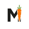 Initial Letter M Carrot Icon Design Vector Template. Carrot Logo Based Alphabet Royalty Free Stock Photo