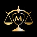 Initial Letter M Law Firm Logo. Legal Logo and Lawyers in Alphabet Letter M Concept