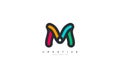 Initial Letter M Linear Outline Logogram Multicolor