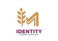 Letter M with wheat seed logo
