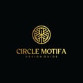 Initial letter MC logo with circle line gold design vector template