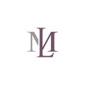 Initial letter ML logo purple grey. simple modern