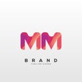 Initial letter MM logo with colorful circle background, letter combination logo design for creative industry, web, business