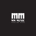 Initial letter MM music piano logo template design Royalty Free Stock Photo