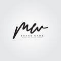 Initial Letter MW Logo - Hand Drawn Signature for Initials M and W