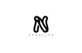 Initial Letter N Linear Outline Logogram