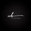 Initial Letter NB Logo - Handwritten Signature Style Logo