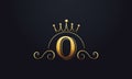 Initial Letter O Logo Design with King Crown Icon. Luxury Letter monogram Vector Royalty Free Stock Photo