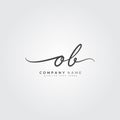 Initial Letter OB Logo - Handwritten Signature Style Logo