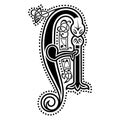 Initial letter, ornamental letters, calligraphy handwritten logo, the letter S in Celtic style