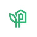 initial letter P home and leaf logo design inspiration Royalty Free Stock Photo