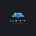 Initial letter P in cloud chat with modern blue color Royalty Free Stock Photo
