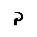 Letter P with pigeons logo design tamplate