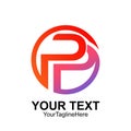 Initial letter P or PP logo template colorful circle design for