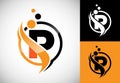 Initial letter P with the swoosh, biotech logo design concept. Logotype for science technology Royalty Free Stock Photo