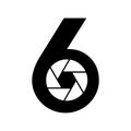 Initial Letter 6 Photography Logo Camera lens Concept. Photography Logo Combined 6 Letter Camera Sign Logo