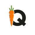 Initial Letter Q Carrot Icon Design Vector Template. Carrot Logo Based Alphabet Royalty Free Stock Photo