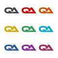Initial letter QA logo design, color set Royalty Free Stock Photo