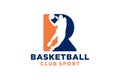 Initial letter R basketball logo icon. basket ball logotype symbol,