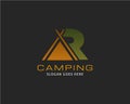 Initial letter R camping and outdoor adventure logo
