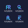 Initial Letter R Logo with Modern Concept in Blue Gradient. Usable for Business and Technology Logos