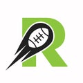 Initial Letter R Rugby Logo, American Football Symbol Combine With Rugby Ball Icon For American Soccer Logo Design