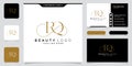 Initial letter RQ luxury Logo design