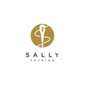 Initial letter S with Sewing needle icon for fashion logo Royalty Free Stock Photo