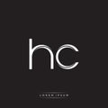 HC Initial Letter Split Lowercase Logo Modern Monogram Template Isolated on Black White Royalty Free Stock Photo