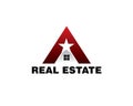 Initial letter A and star as a roof of house for real estate and home logo