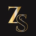 Initial letter SZ, ZS logo design vector template. Monogram SZ logotype luxury symbol