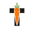 Initial Letter T Carrot Icon Design Vector Template. Carrot Logo Based Alphabet Royalty Free Stock Photo