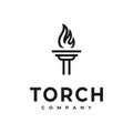 Initial Letter T or pillar for Torch logo design Royalty Free Stock Photo