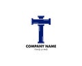 Initial letter T plumbing pipe logo template vector icon illustration design