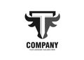 Initial letter t with simple Bull head vector logo