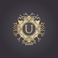 Initial Letter u, Luxury Logo for boutique, cosmetic, or jewelery logo design. Vector Illustration Royalty Free Stock Photo