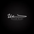 Initial Letter UA Logo - Hand Drawn Signature Logo