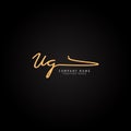 Initial Letter UG Logo - Hand Drawn Signature Logo