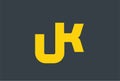 Initial Letter UK Yellow Logo Design