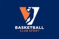 Initial letter V basketball logo icon. basket ball logotype symbol,