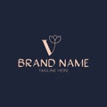 Initial letter V luxury vector logo template. Fit for wedding business brand, fashion, jewerly, boutique, florist shop, floral and