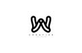 Initial Letter W Linear Outline Logogram