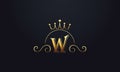 Initial Letter W Logo Design with King Crown Icon. Luxury Letter monogram Vector Royalty Free Stock Photo
