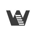 Initial Letter W Stair Logo. Step Logo Symbol Alphabet Based Vector Template