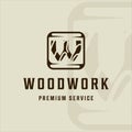 initial letter w for woodworker logo vintage vector illustration template icon graphic design. creative carpentry sign or symbol Royalty Free Stock Photo