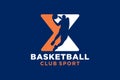 Initial letter X basketball logo icon. basket ball logotype symbol,