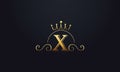 Initial Letter X Logo Design with King Crown Icon. Luxury Letter monogram Vector Royalty Free Stock Photo