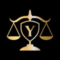 Initial Letter Y Law Firm Logo. Legal Logo and Lawyers in Alphabet Letter Y Concept