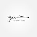 Initial Letter YU Logo - Handwritten Signature Style Logo